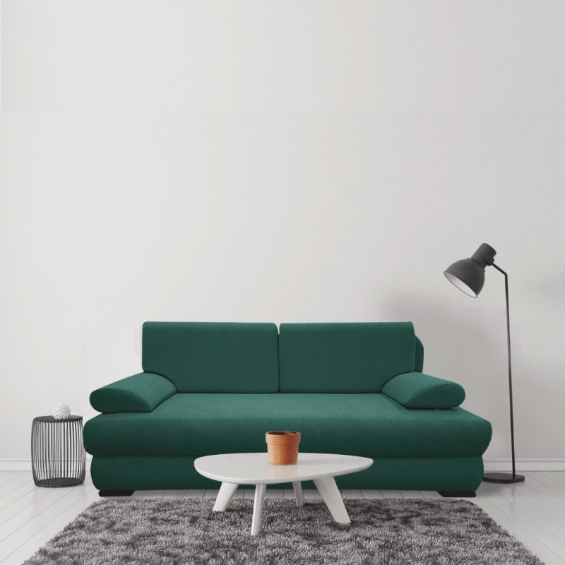 Canapea extensibila, lada de depozitare, Oro, Verde Smarald