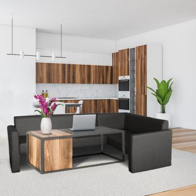 Coltar de bucatarie, Andros, 185x140x82, Gri