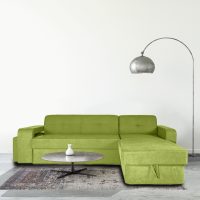Coltar extensibil, cu lada de depozitare si tabureti, Serenity, Verde