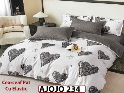 Lenjerie din finet 6 piese si cearceaf cu Elastic - AJOJO234