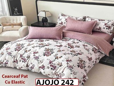 Lenjerie din finet 6 piese si cearceaf cu Elastic - AJOJO242
