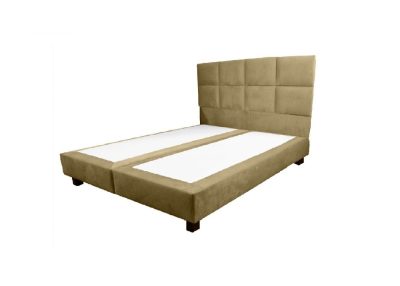 Pat tapitat cu textil 140 x 200, American cu Boxspring , culoare bej, Royal