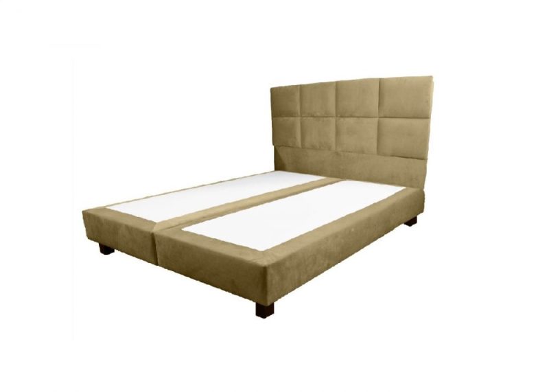 Pat tapitat cu textil 140 x 200, American cu Boxspring , culoare bej, Royal