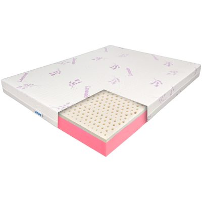 Saltea de pat Ortopedica cu Latex 200x200 - 17+3+1, Reversibila, 7 zone, Husa Lavanda, Young